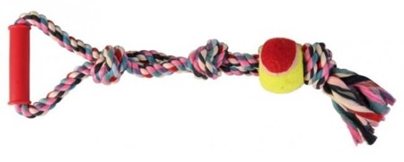 Bawełniany sznur z piłką, supłami i rączką - 6/50 cm