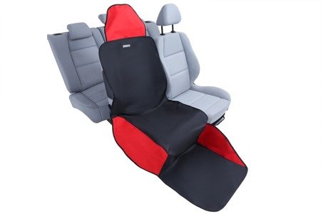 Mata samochodowa na przedni fotel Activ z ochroną zagłówka czarno-czerwona