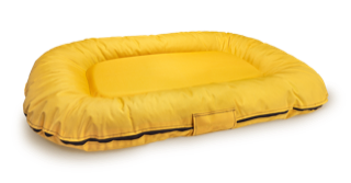 Nowoczesny, modny ponton - legowisko wodoodporne z wymiennymi pokrowcami z kodury M żółty